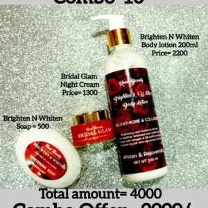 Combo 10 (Bridal Glam Night Cream + Brighten & Whiten Soap + Brighten & Whiten Body Lotion 200ml)