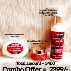 Combo 11 (Bridal Glam Night Cream + Brighten & Whiten Soap + Brighten & Whiten Body Lotion 100ml)