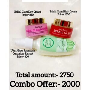 Combo 2 ( Bridal Glam Night Cream, Bridal Glam Day Cream & Cucumber Facewash )