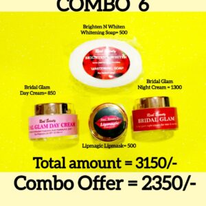 Combo 6 (Bridal Glam Night Cream + Bridal Glam Day Cream + Brighten & Whiten Soap + Lip Magic Lip Mask)