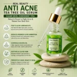 Real Beauty Anti Acne Tea Tree Oil Serum | 100% Organic | Acne Control & Blemish Care | 15ml - Image 3